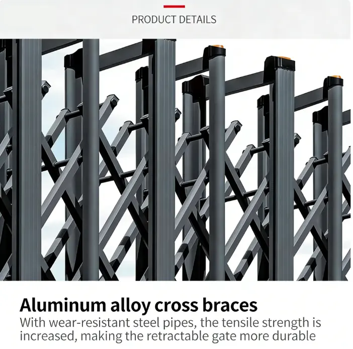 Aluminum alloy scissor cross braces for Zhanjiang retractable access gate, wear-resistant steel structure, durable automatic driveway security gate component